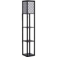 3 Shelf Floor Lamp with Storage - Black
