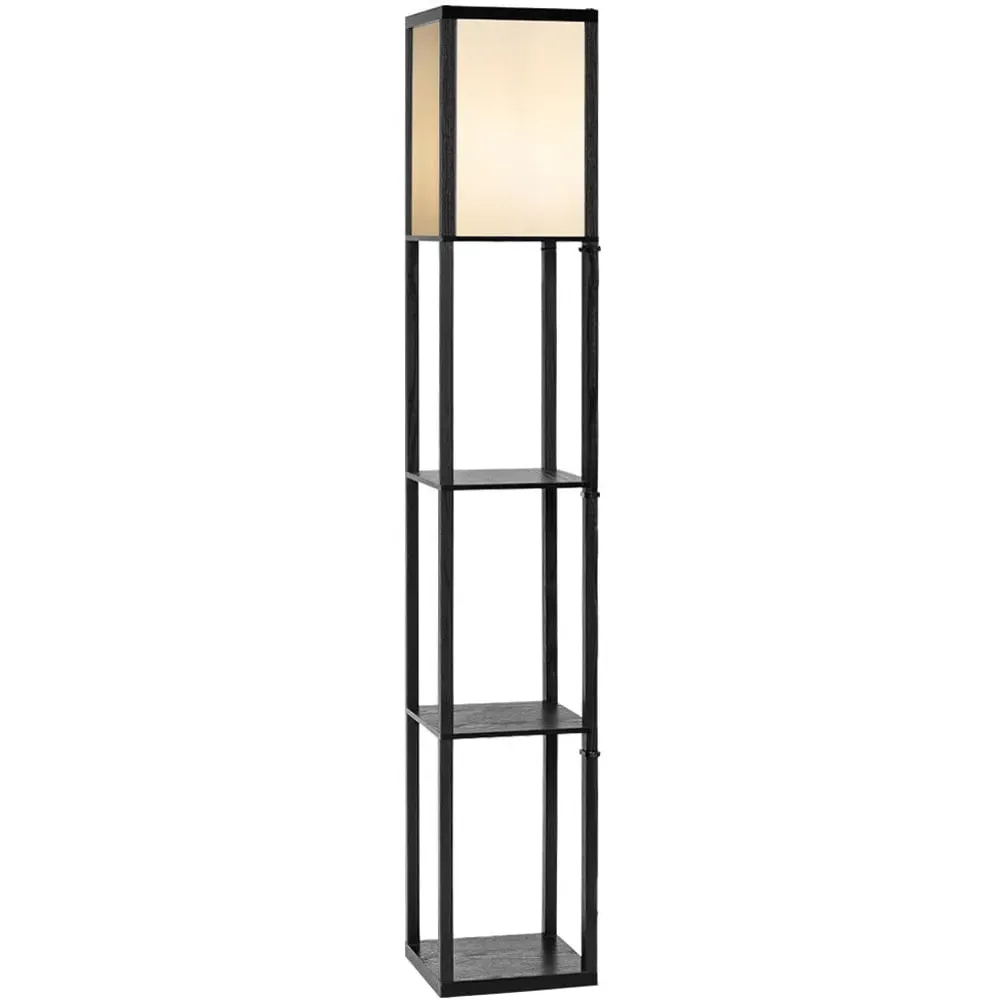3 Shelf Floor Lamp with Storage - Black