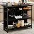 3 Shelf Industrial Home Bar Unit with Wine Storage - Black