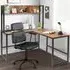 3 Shelf L-Shaped Corner Computer Desk - Brown