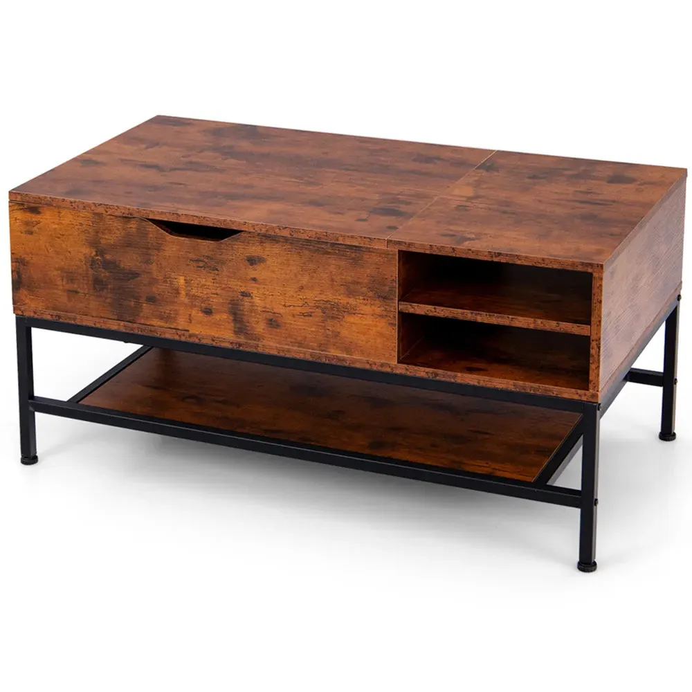 3 Shelf Lift Up Top Coffee Table - Brown