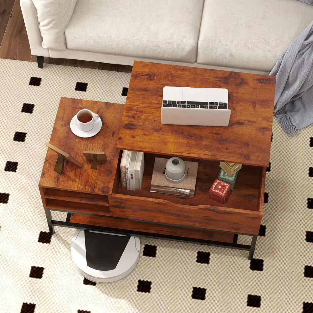 3 Shelf Lift Up Top Coffee Table - Brown