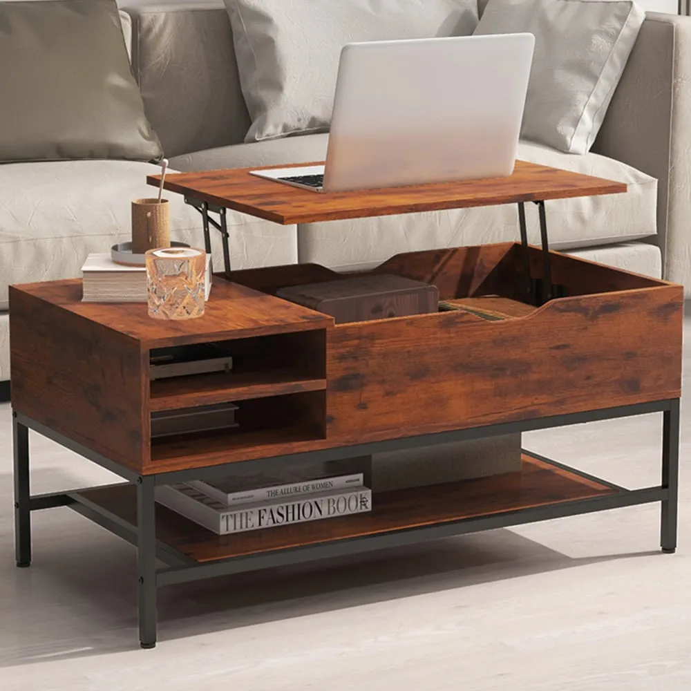 3 Shelf Lift Up Top Coffee Table - Brown