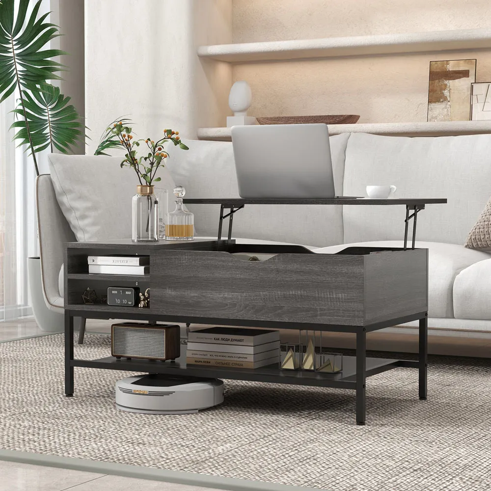 3 Shelf Lift Up Top Coffee Table - Grey