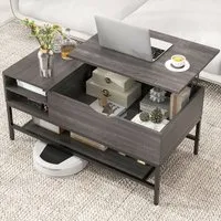 3 Shelf Lift Up Top Coffee Table - Grey