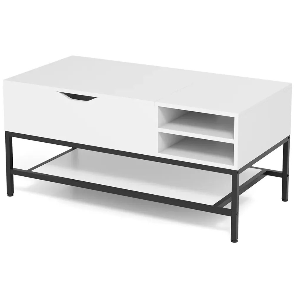 3 Shelf Lift Up Top Coffee Table - White