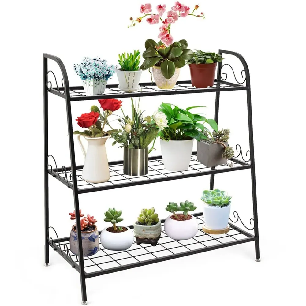3 Shelf Metal Plant Stand - Black image