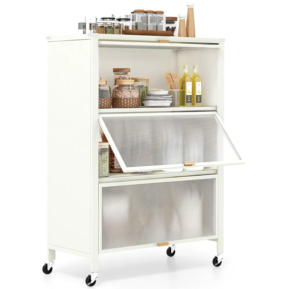 3 Shelf Mobile Kitchen Rack - White