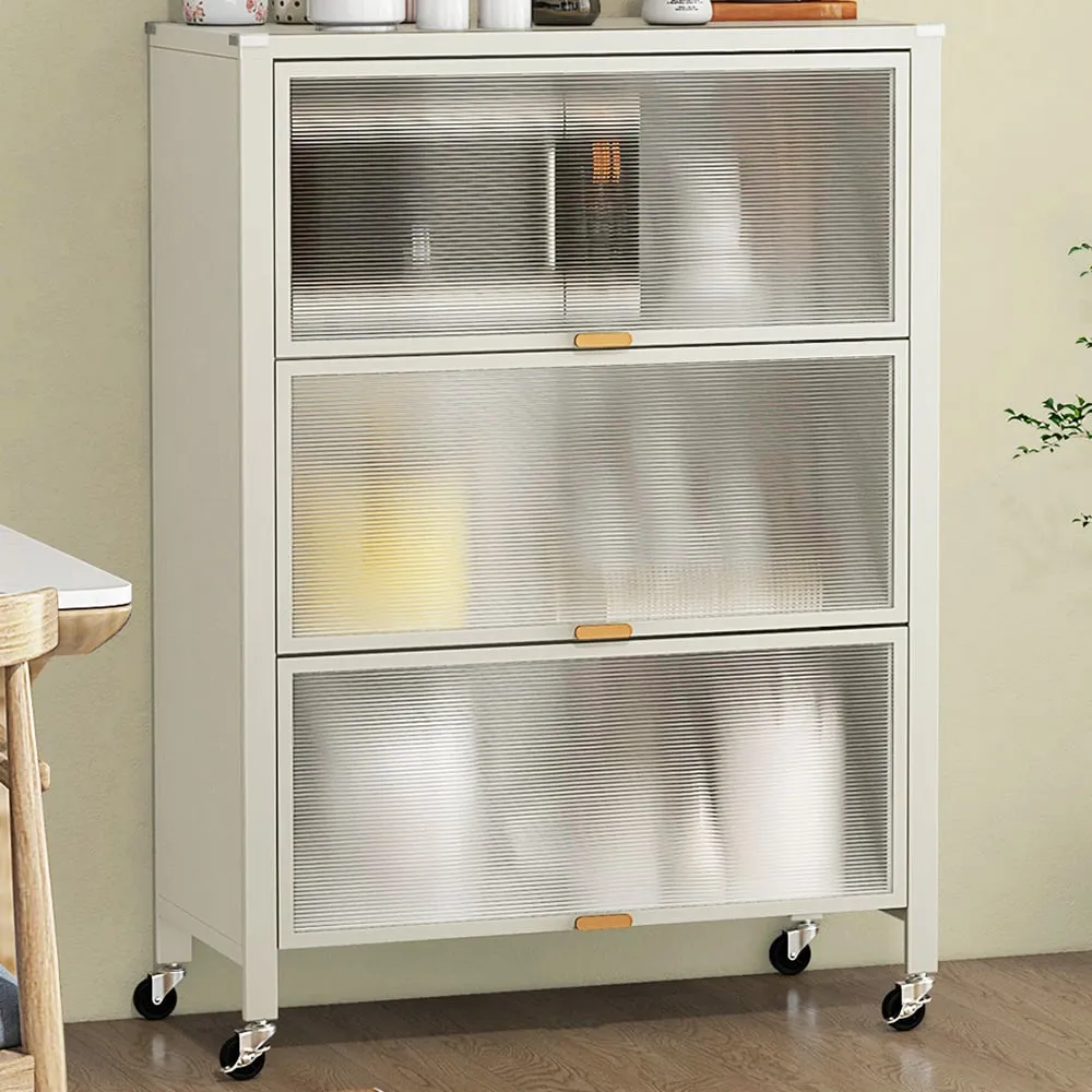 3 Shelf Mobile Kitchen Rack - White