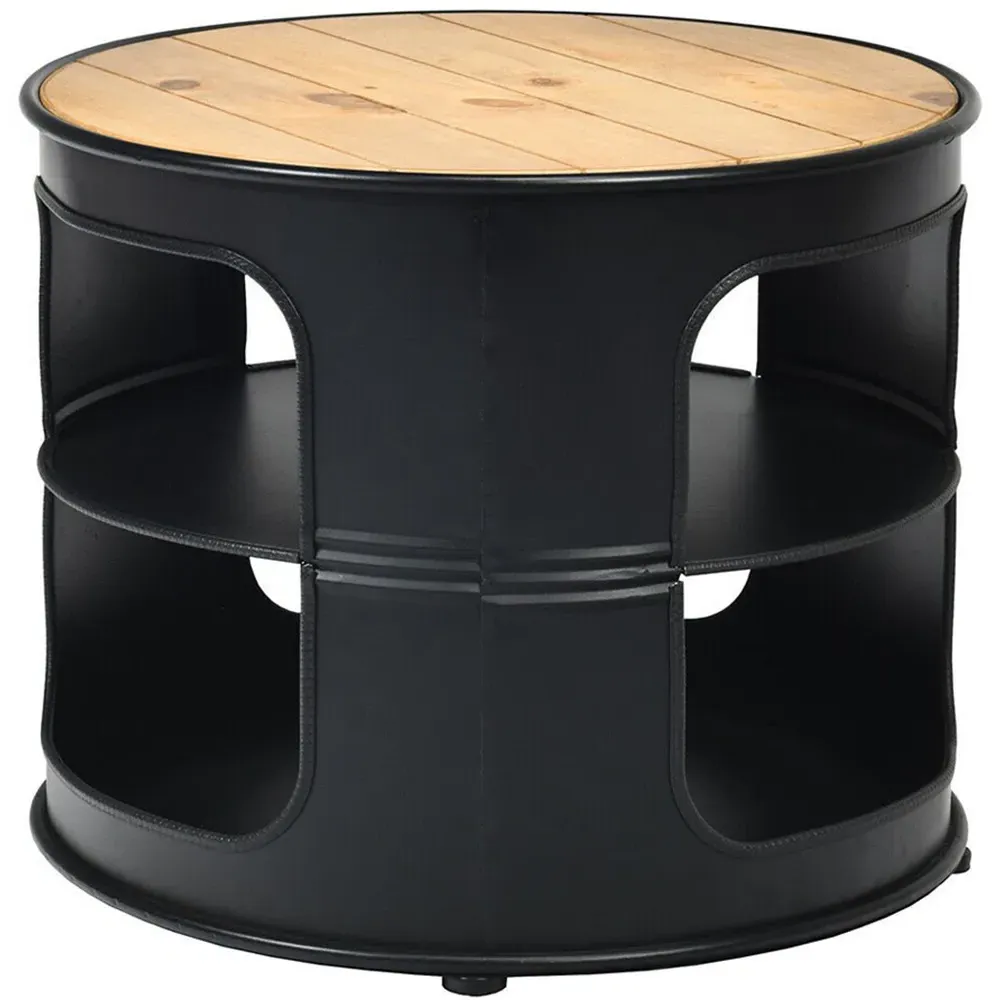 3 Shelf Round End Table - Beige