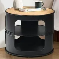 3 Shelf Round End Table - Beige