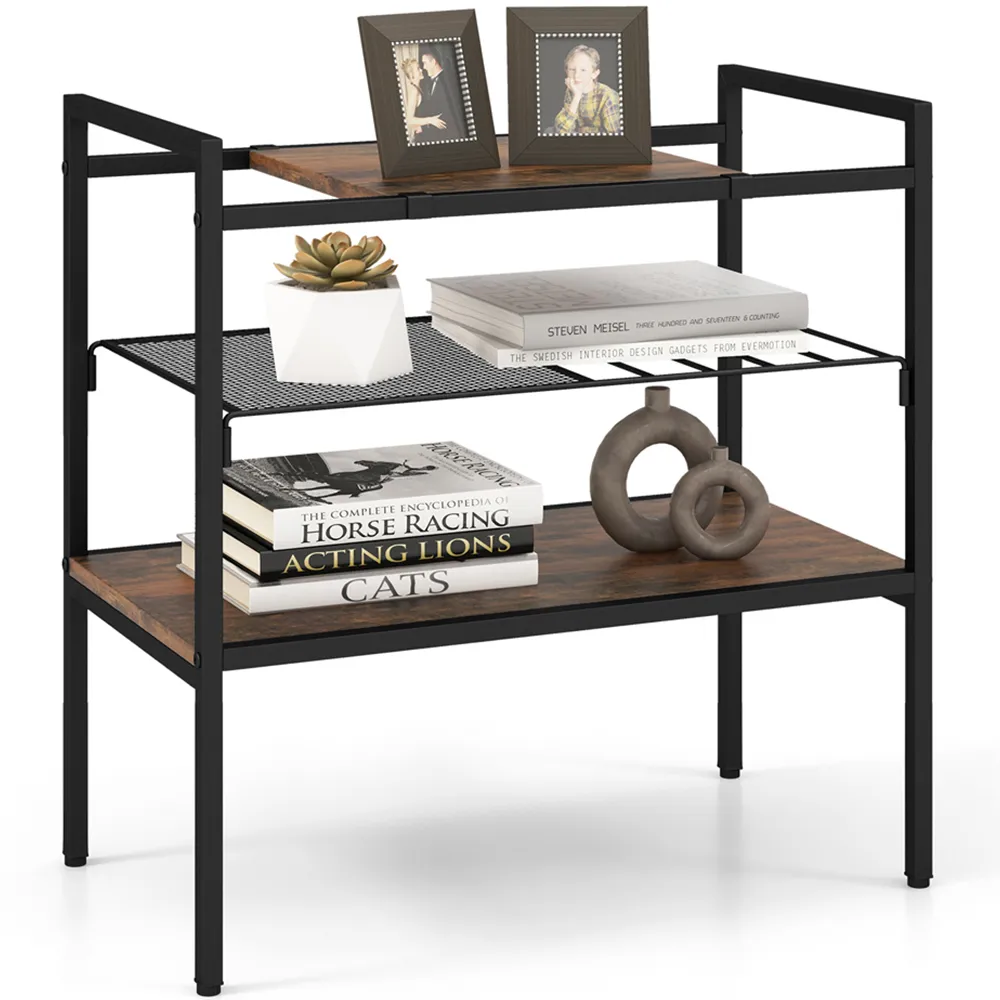 3 Shelf Side Table with Removable Mesh - Brown