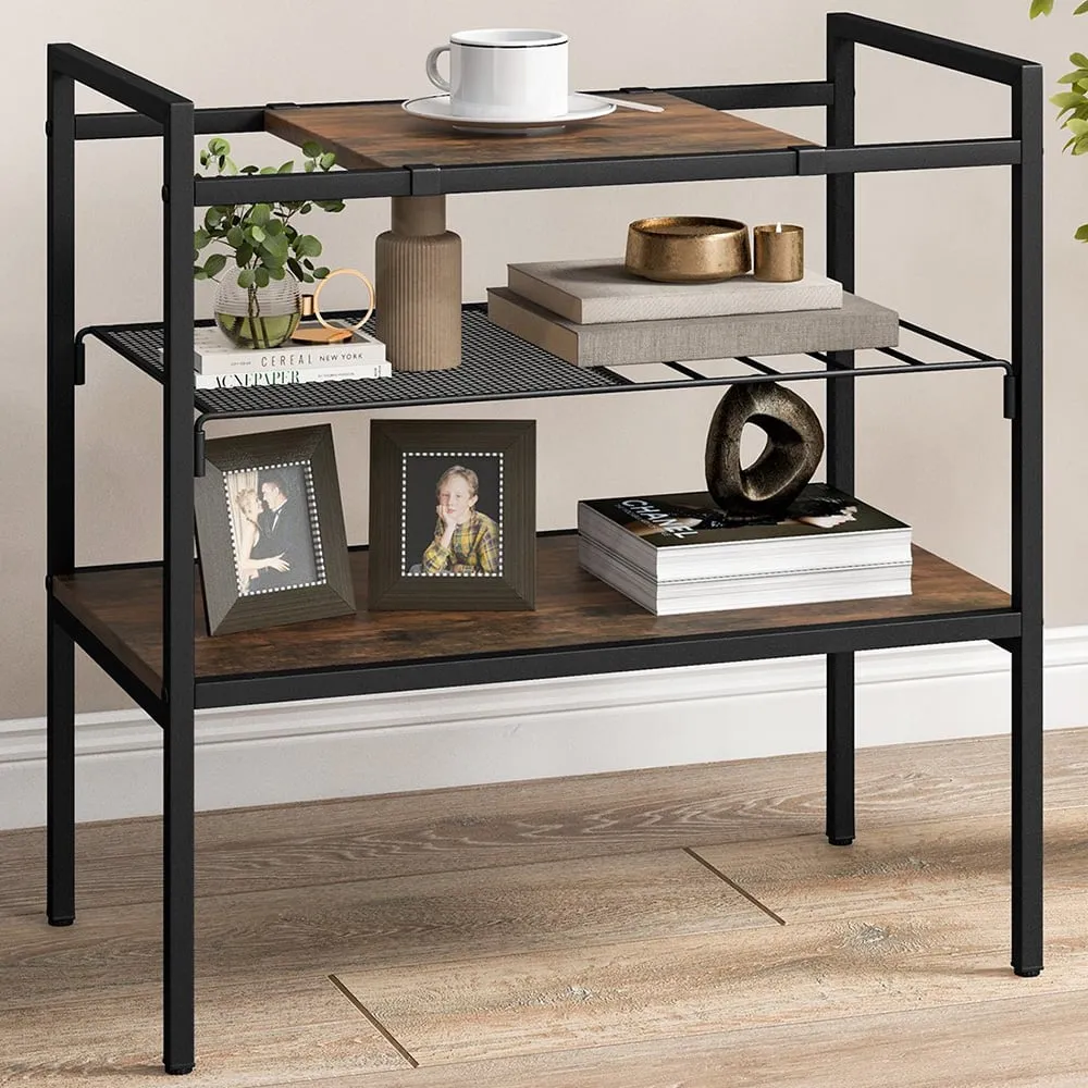 3 Shelf Side Table with Removable Mesh - Brown image