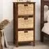 3 Shelf Side Table with Seagrass Baskets - Brown, Acacia Wood