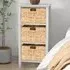 3 Shelf Side Table with Seagrass Baskets - White, Acacia Wood