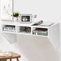 3 Shelf Wall Mounted Computer Desk - White