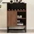 3 Shelf Wine Cabinet with Glass Top - Brown, Walnut