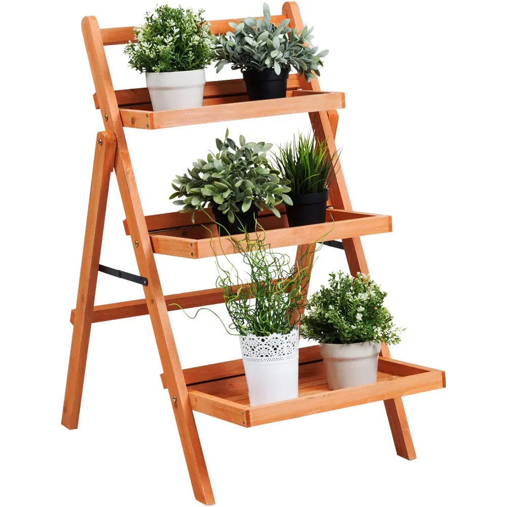 3 Shelf Wooden Plant Stand Rack - Multi, Fir