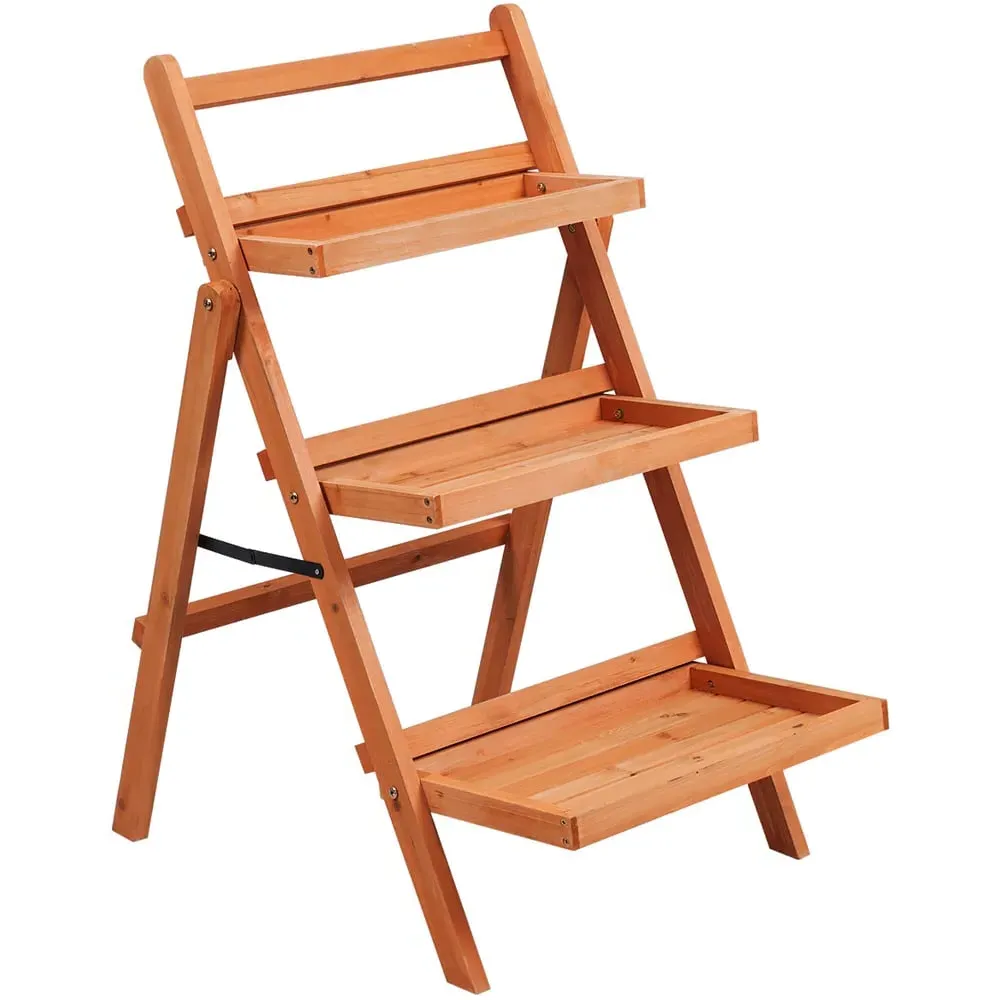 3 Shelf Wooden Plant Stand Rack - Multi, Fir