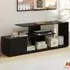 3 Tier Asymmetrical Media Console Table - Black