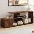 3 Tier Asymmetrical Media Console Table - Rustic Brown