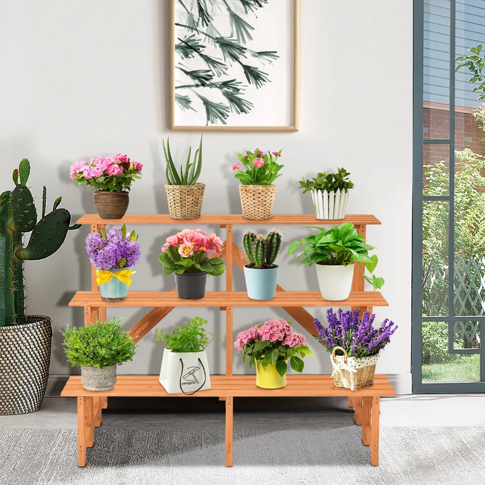 3 Tier Corner Plant Rack - Multi, Fir Wood