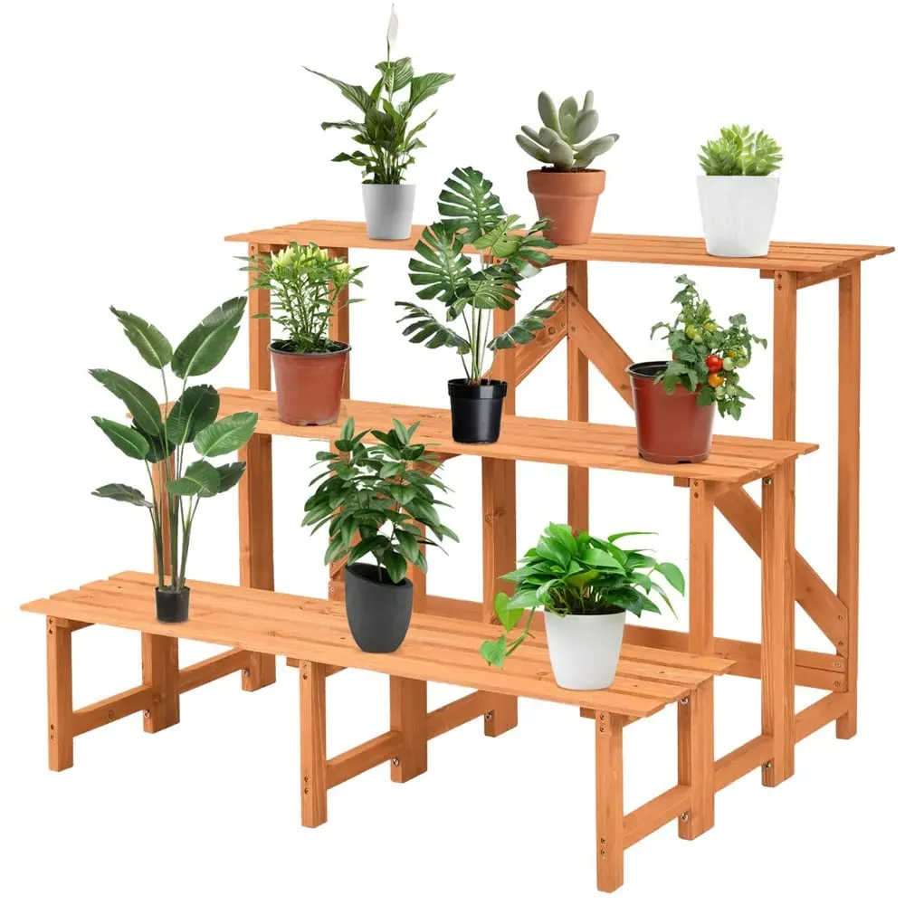 3 Tier Corner Plant Rack - Multi, Fir Wood image