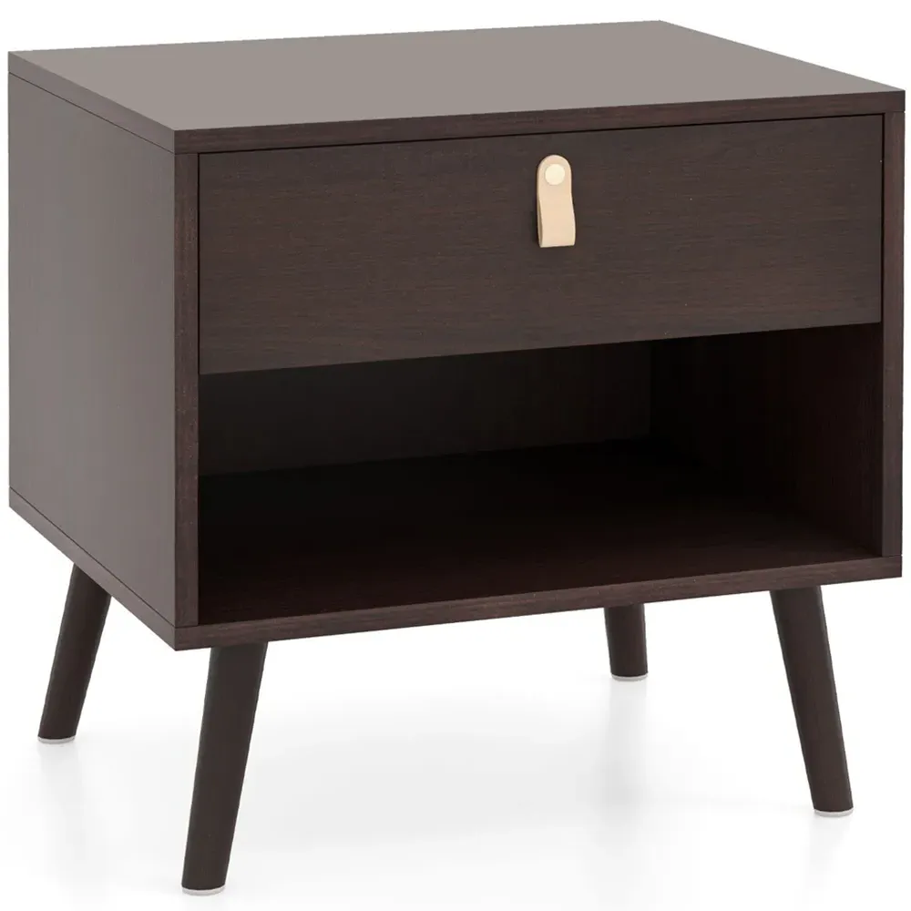 3-Tier End Table with Storage Drawer - Brown
