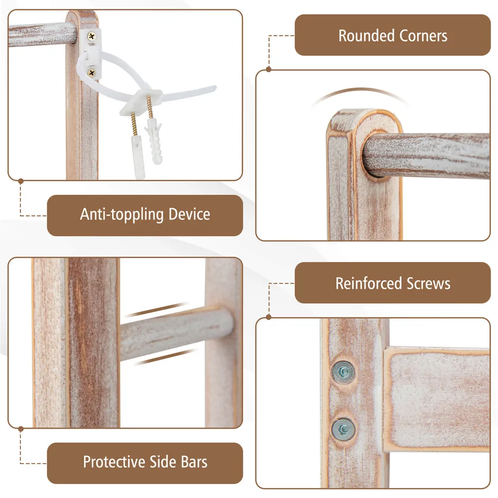 3 Tier Freestanding Towel Rack with Shelf - White, Wood