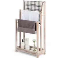 3 Tier Freestanding Towel Rack with Shelf - White, Wood