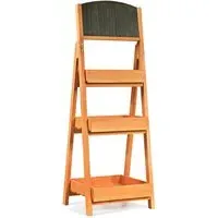 3 Tier Ladder Plant Rack with Blackboard - Black, Wood