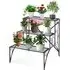 3-Tier Ladder Plant Stand with Grid Shelves - Black