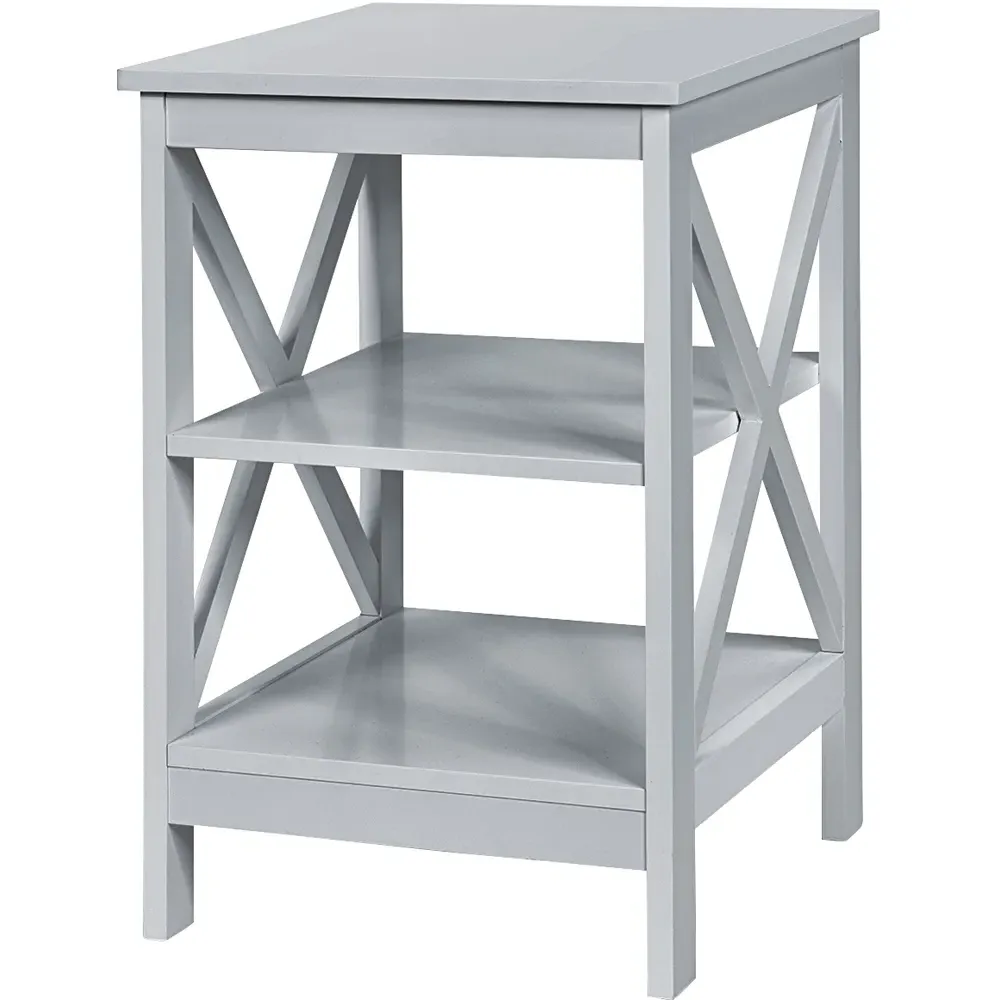 3-Tier Side Table with Storage - Grey, MDF