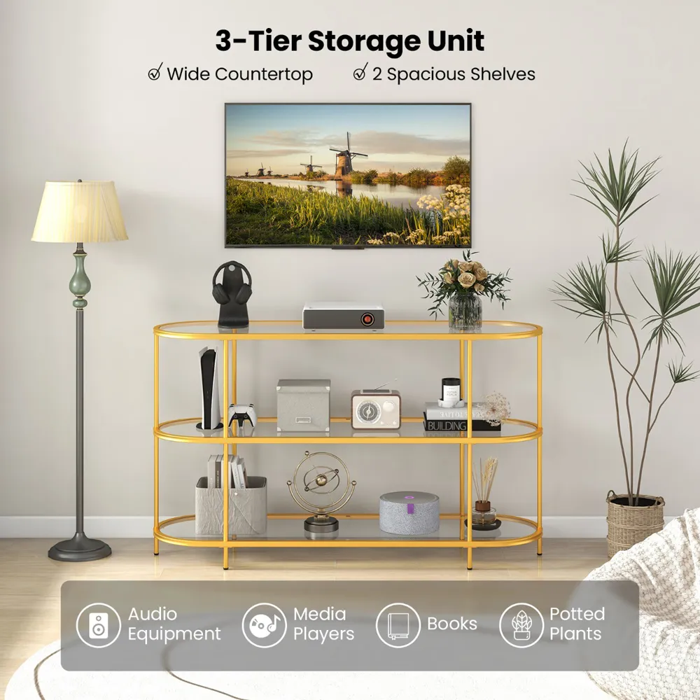 3 Tier TV Stand - Golden
