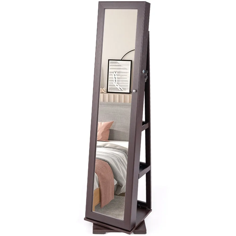 360-Degree Mirrored Jewellery Cabinet - Coffee