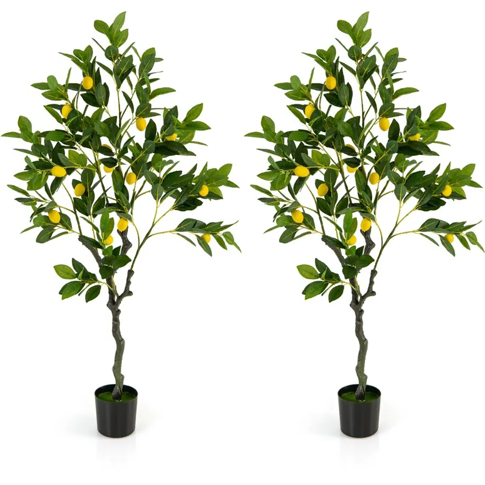3.9ft Lemon Tree Artificial Plant in Pot - Green