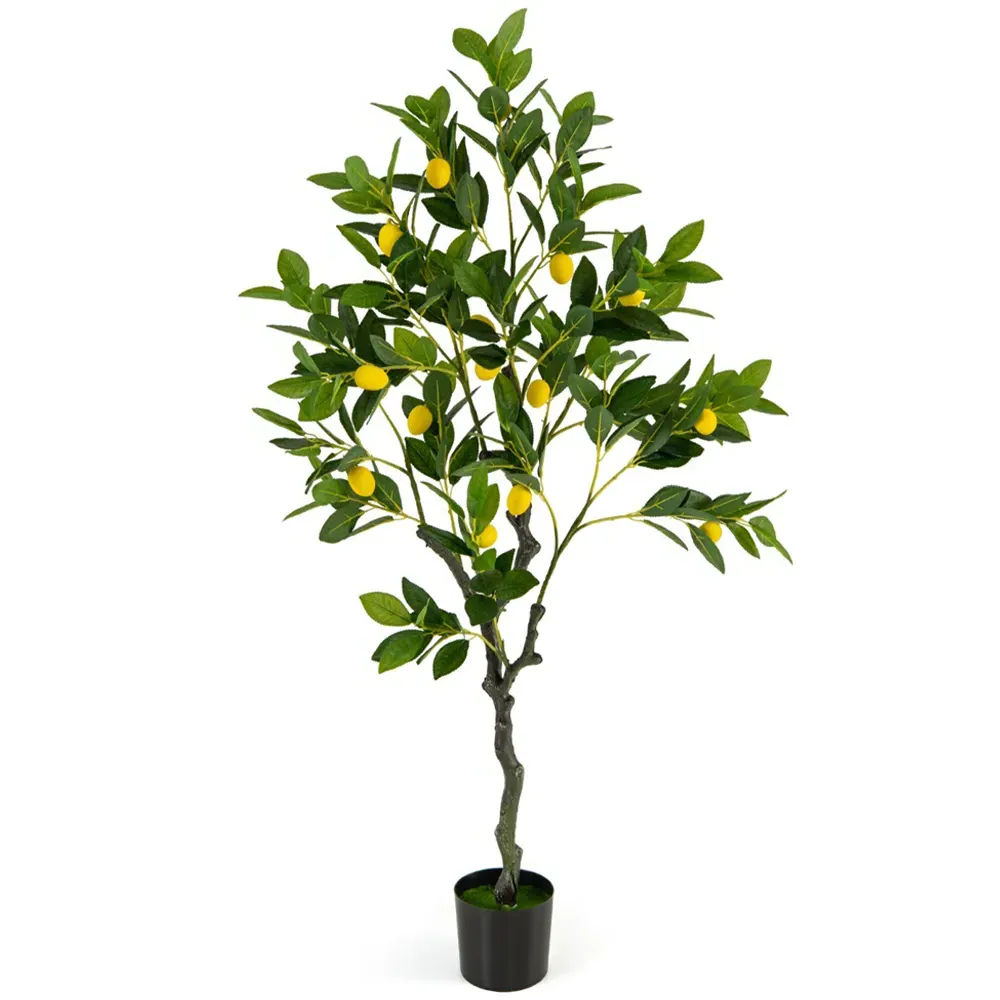 3.9ft Lemon Tree Artificial Plant in Pot - Green