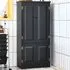 4 Door Antique Storage Cabinet - Black, MDF