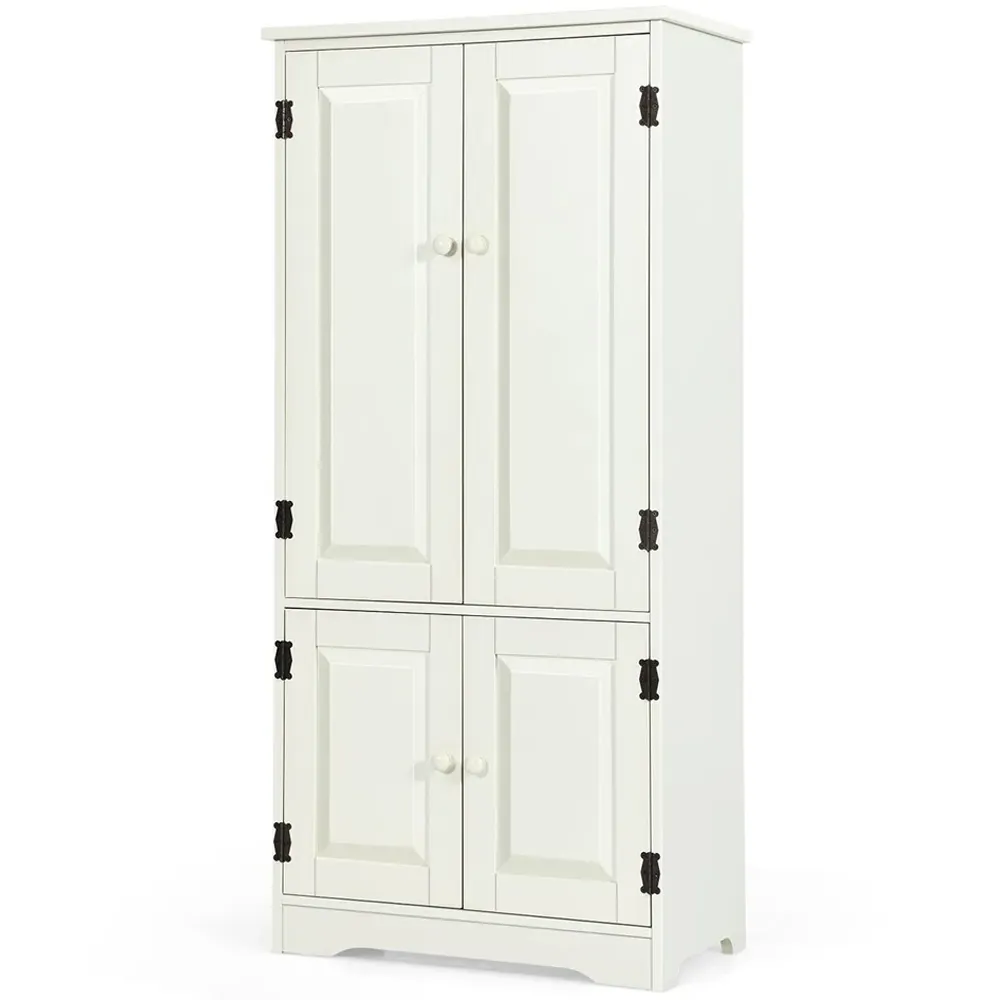 4 Door Antique Storage Cabinet - White, MDF