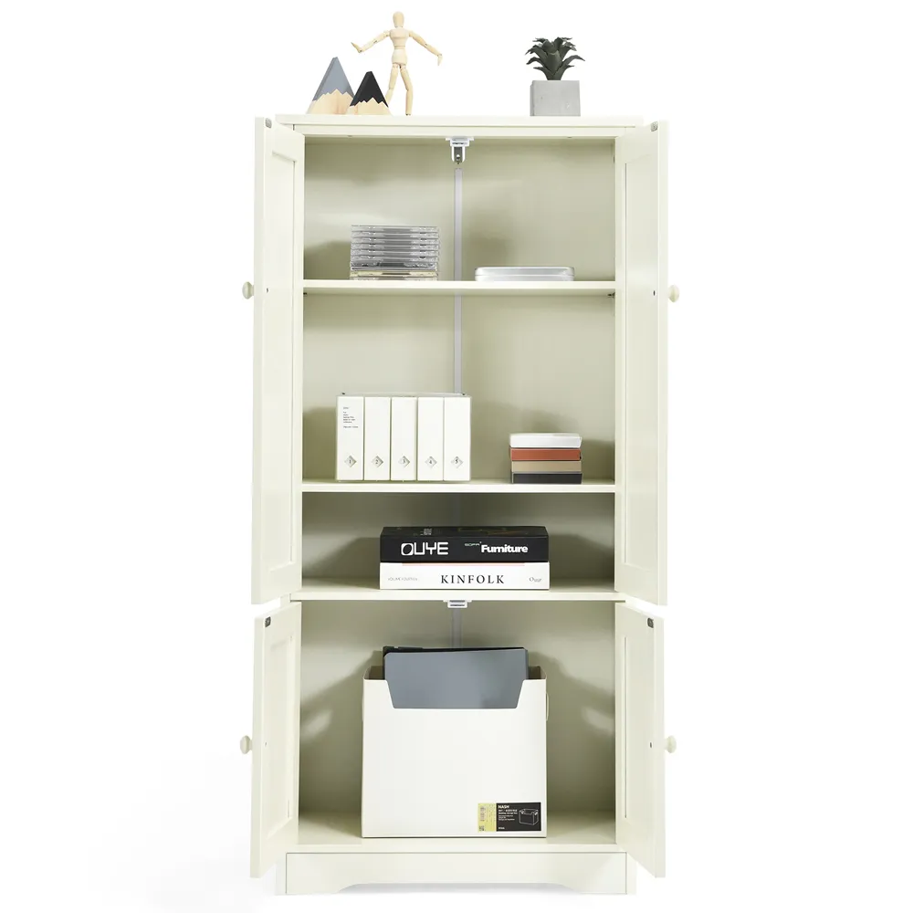 4 Door Antique Storage Cabinet - White, MDF