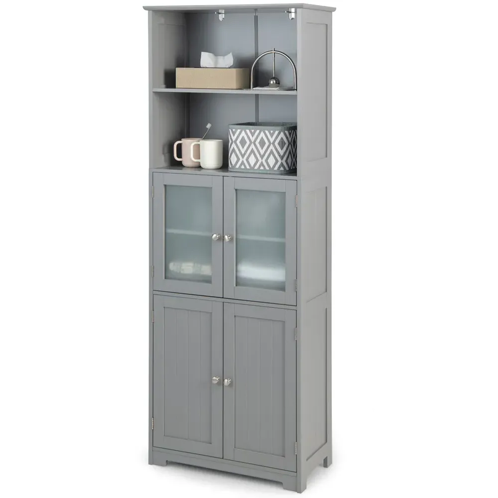 4 Door Storage Cabinet with Shelves - Grey, MDF