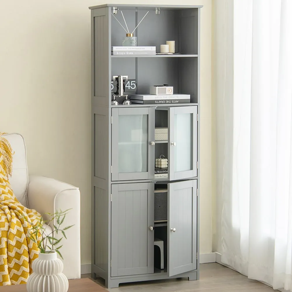 4 Door Storage Cabinet with Shelves - Grey, MDF image