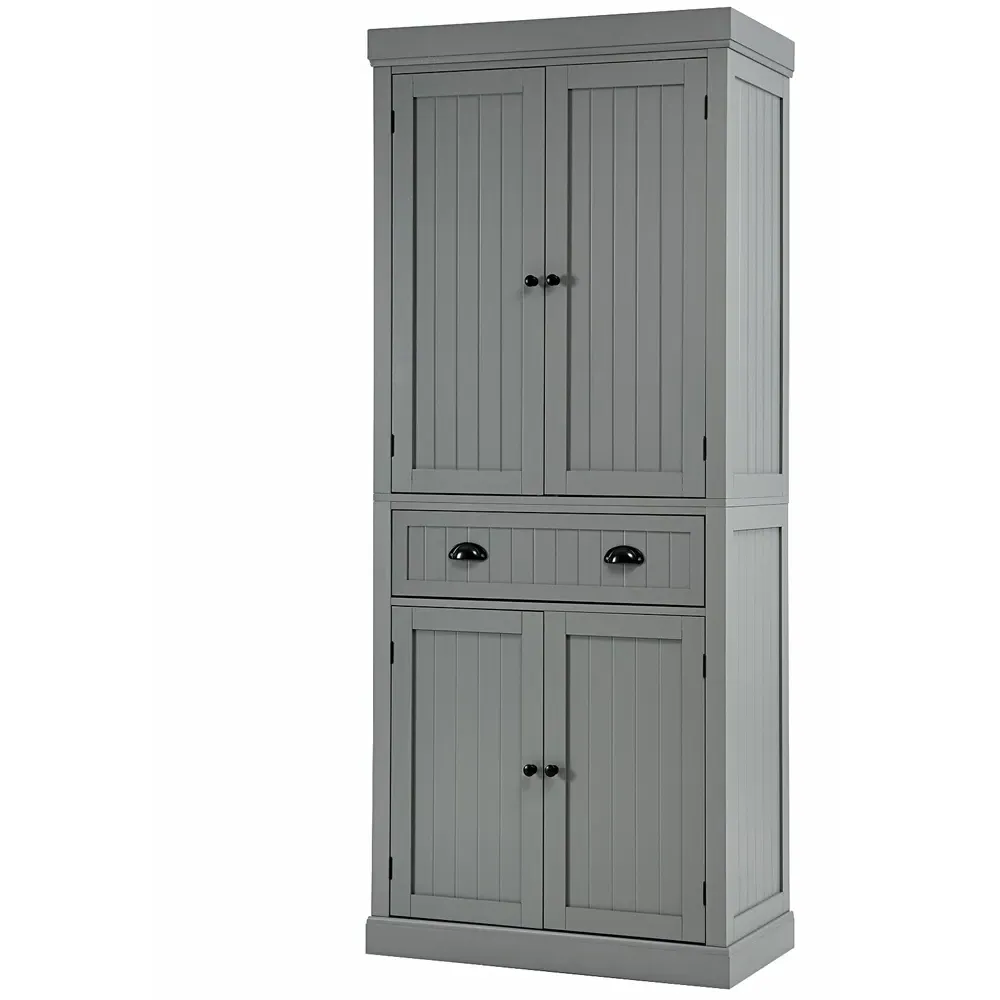 4 Door Tall Kitchen Cupboard with Drawer - Grey