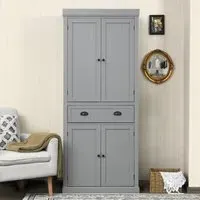 4 Door Tall Kitchen Cupboard with Drawer - Grey