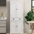 4 Door Tall Kitchen Cupboard with Drawer - White