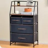 4 Drawer 2 Shelf Storage Unit - Rustic Brown, Fabric