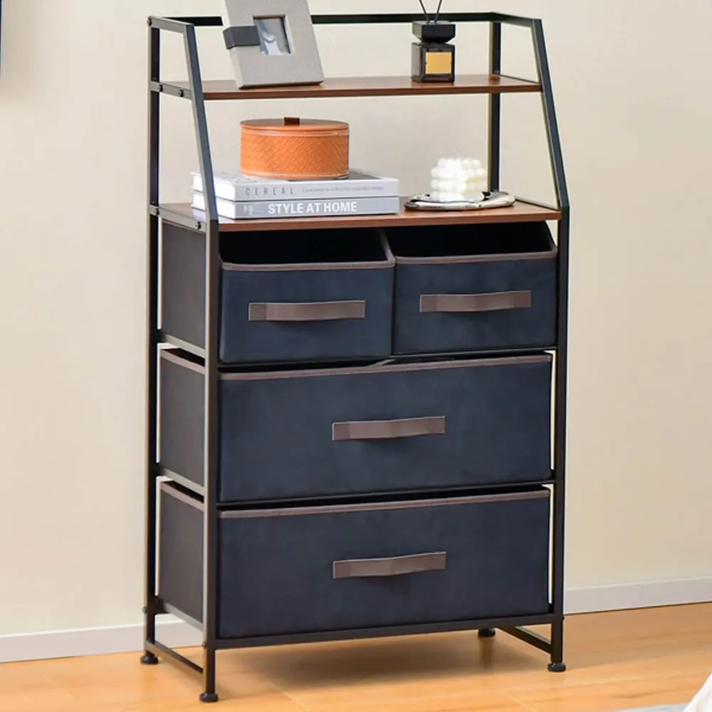 4 Drawer 2 Shelf Storage Unit - Rustic Brown, Fabric image