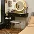 4 Drawer 2 Shelf Vanity Dressing Table Set with LED Mirror - Black