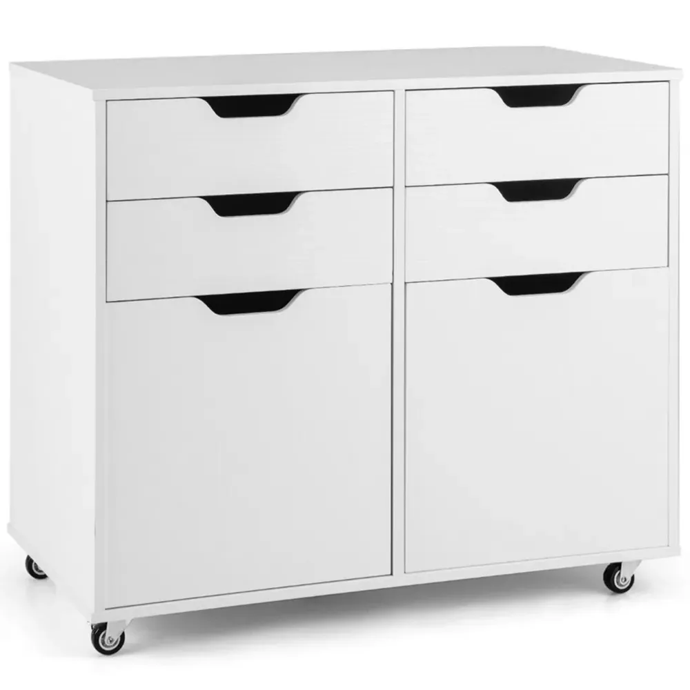 4 Drawer Chest of Drawers with Wheels - White
