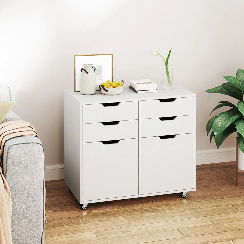 4 Drawer Chest of Drawers with Wheels - White